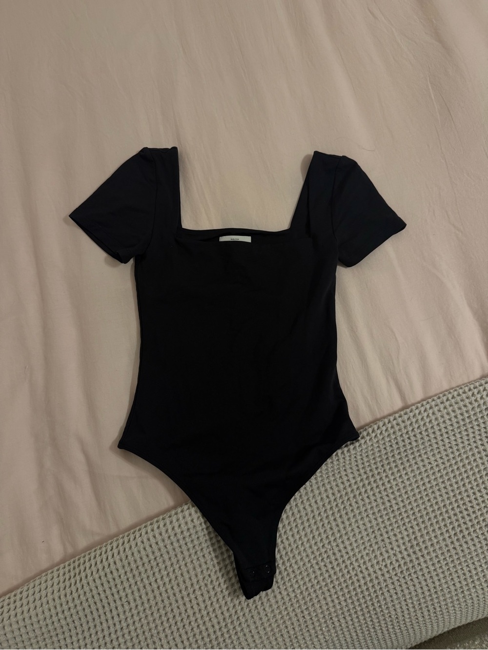 Aritzia Black Square Neck Short Sleeve Bodysuit